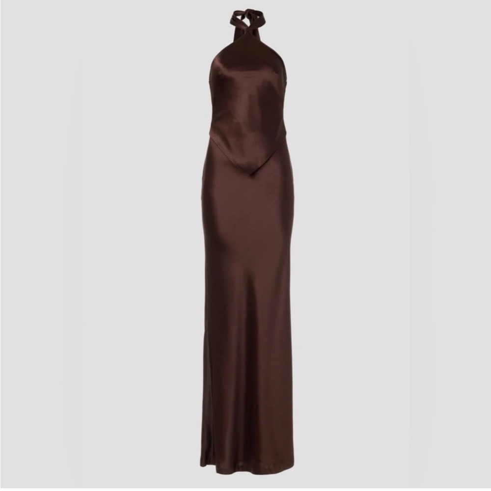 Retrofete Floor Length Ester Dress in Brown